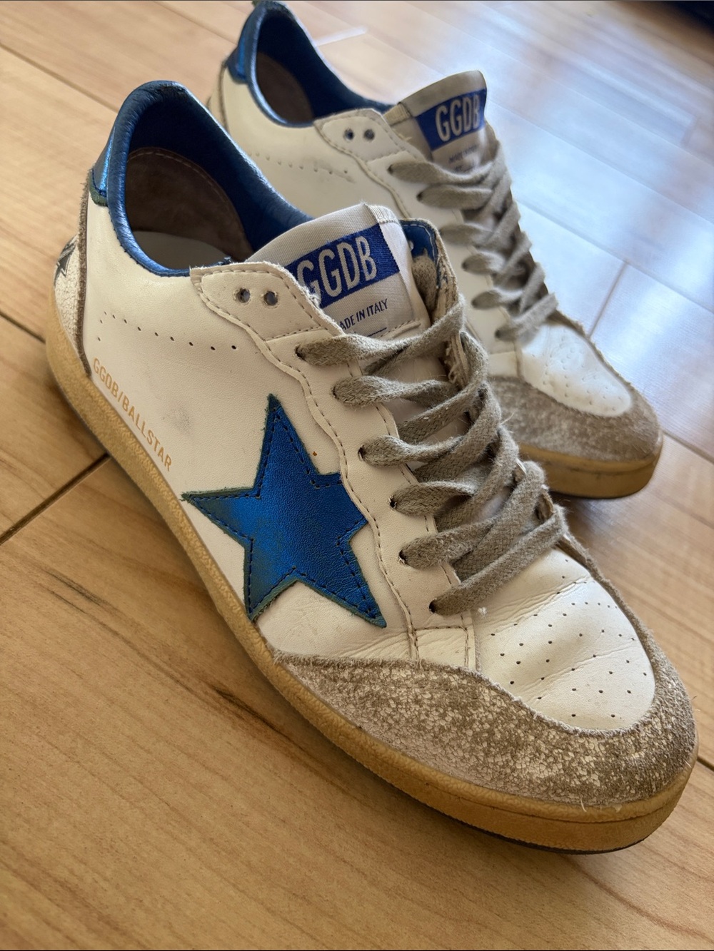 Golden Goose Kids White Sneakers with Blue Star